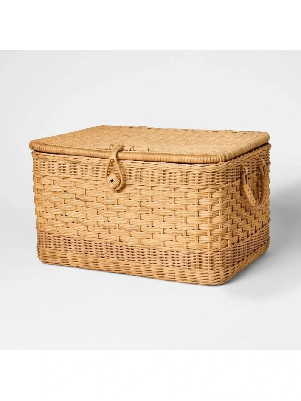 Large Lidded Rattan Decorative Basket Brown-Threshold designed with Studio McGee